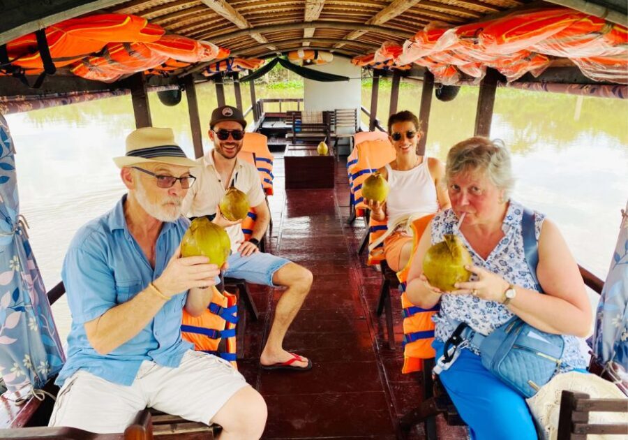 'Cai Rang' Floating Market 2-Day Tour With Biking & Boating - Day 2: boats, biking, kayaking, and the Tien River crossing