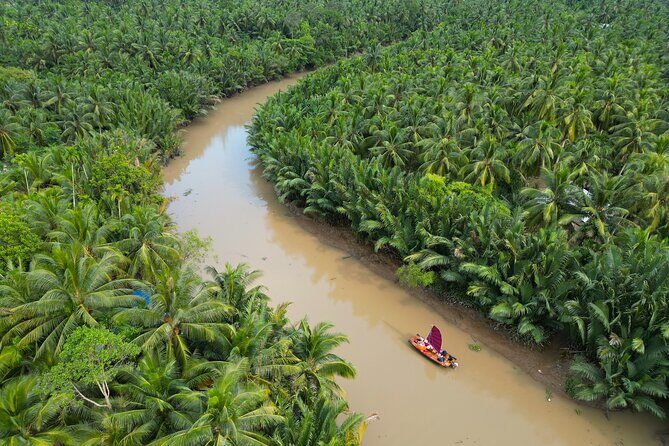 Mekong River Relaxing Sail boat cruise to Coconut Canals (1.5HRS) - The coconut-tree sunset moment: a special stop for golden light